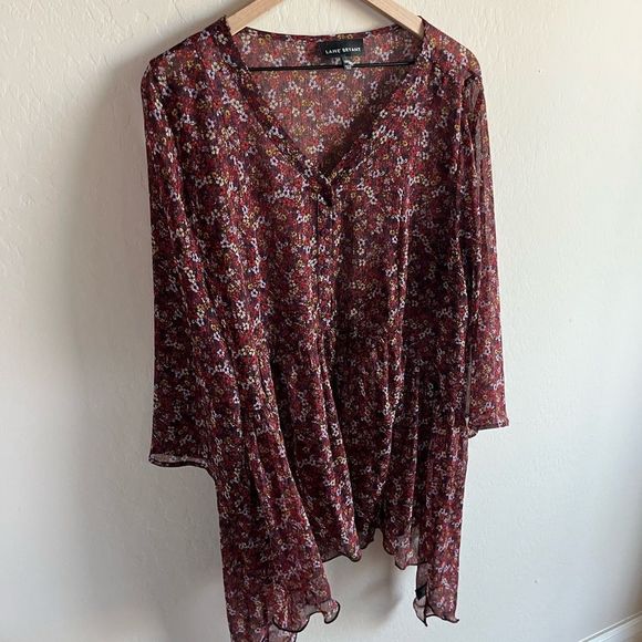 Lane Bryant Belle Floral Women’s Flowy Button Front Babydoll Blouse Size 14/16 - Picture 5 of 10